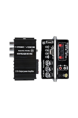 Magıcvoıce Yw-406l 12 Volt 100 Watt Motosiklet Bluetooth Amfi Usb/sd 2 Kanal Pazarcı - Anfi 154x80x42mm