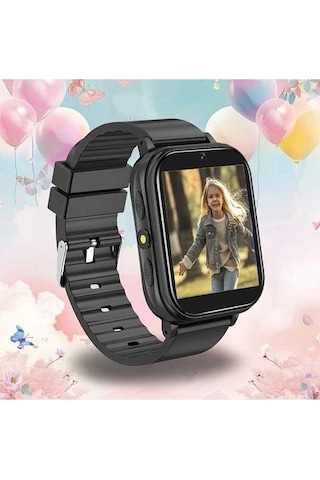 Trendooze Sunshine022 Çocuk Saati 240p Dokunmatik Ekran 240p Usb Şarj Eğitici Oyun Müzik Siyah Siyah