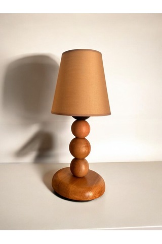 Bohem Ahşap Ayaklı Abajur - Açık Kahverengi Açık Kahverengi