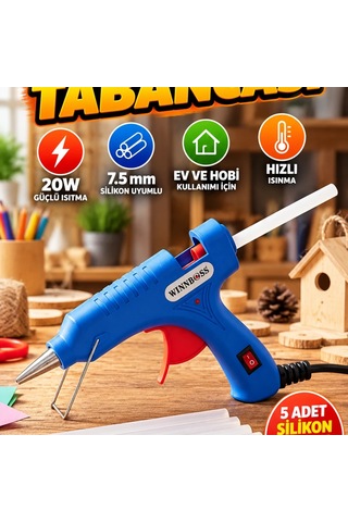 20w Silikon Tabancası 7.5 Mm Uyumlu 5 Adet Silikon Çubuk Hediyeli Ev Ve Hobi Kullanımı İçin