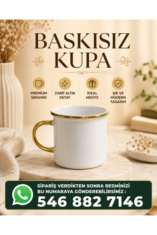 Kişiye Özel Fotoğraf Baskılı Altın Yaldızlı Seramik Kupa Beyaz