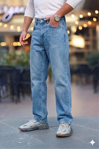 Little Cup Jeans Co Erkek Açık Mavi Rodeo Baggy Fit Rahat Kalıp Jean Pantolon