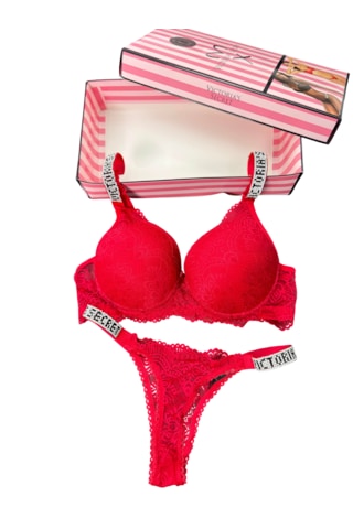 Victoria's Secret Victoria"s Secret Pusch Up Set Alt Üst Dolgulu Sütyen Ve Külot Takım 2"li Set Kırmızı
