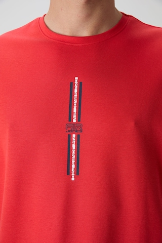 Air Jones Tommy Life Fiesta Pamuklu Kalın Yüzeyi Dokulu Oversize Fit Baskılı Erkek T-shirt - 88366 Kirmizi