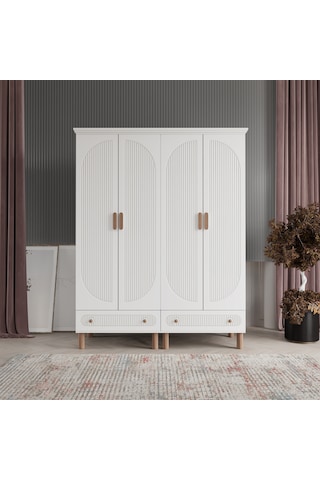 Beenal Furkan 4 Kapaklı Gardırop Dolap 160cm Beyaz-beyaz