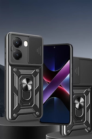 Newface Xiaomi Poco X7 Pro Kılıf Pars Lens Yüzüklü Silikon - Lacivert