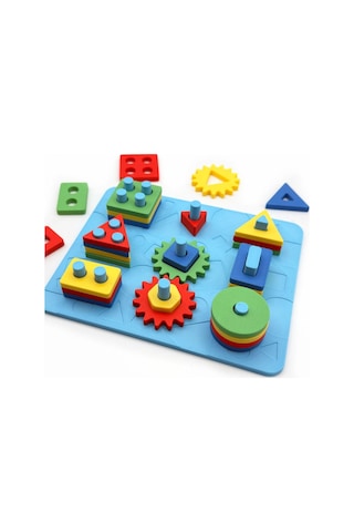 Montessori Eğitici Oyuncak Dişli Puzzle Şekil Ve Renk Eşleştirme Geliştirici Oyuncak