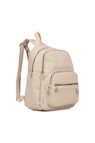 Kadın Günlük Saten Deri Sırt Çantası Vizon