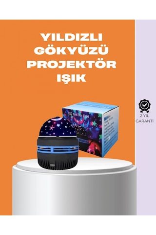 Galaxy Projektör 360 Dönebilen Gece Lambası, Dekoratif Ambiyans Işığı Çok Renkli