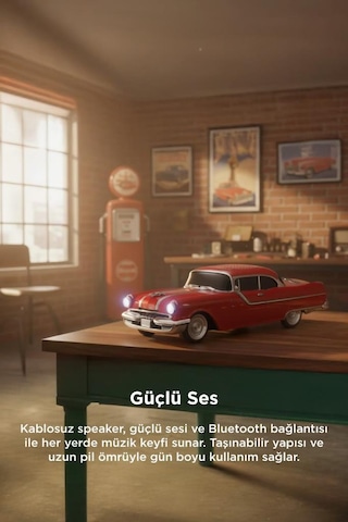 Torima D87 Bluetooth Hoparlör Retro Klasik Araba Tasarımlı 10w Fm Usb Selfie Speaker Kırmızı