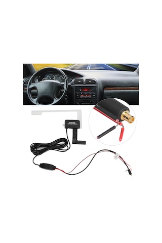 Xiyyadms Araç Dab+ Radyo Anteni, 3 Metre Kablo, Mcx Bağlantı, Gömülü Sinyal Güçlendirici, Abs Malzeme, 12v