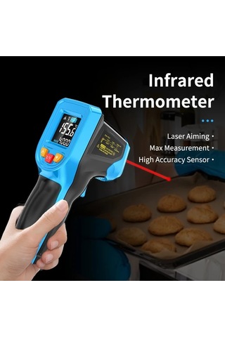 Boatshop1 C400a Yüksek Hassasiyetli Kızılötesi Termometre Endüstriyel Mutfak Fırın Yağ Ve Su Sıcaklık Ölçer
