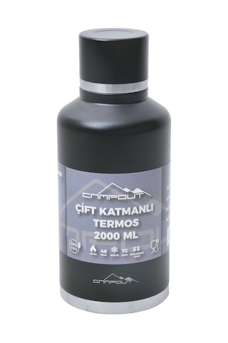 Nurgaz Campout Çift Katmanlı Termos 2000 ML Siyah
