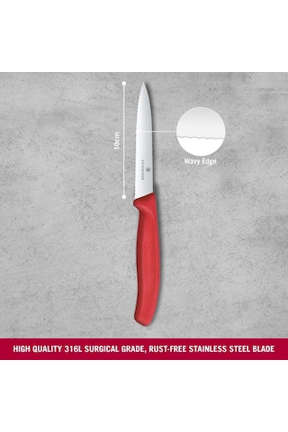 Victorinox 6.7731.c1 Swiss Classic 10cm Tırtıklı Soyma Bıçağı, Kırmızı Çok Renkli
