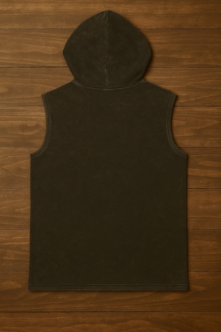 Technomonkey Siyah Erkek Kapüşonlu Antrenman Sporcu Atleti Oversize Yıkamalı Rockthatbody Baskılı Kolsuz T-shirt