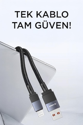 Torima U18 Usb İle Lightning Şarj Ve Data Kablosu Siyah