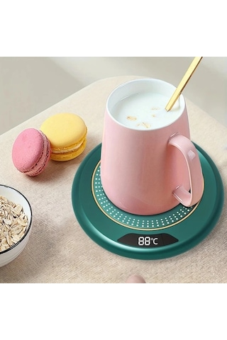 Willowhaven Yeşil Usb Güçlü 3 Seviye Isıtmalı Akıllı Bardak Altlığı 8 Saat Otomatik Kapama