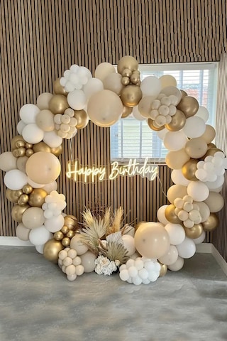 Beysüs Balon Zinciri Seti 67 Parça Soft Renkler Gold Krom Deniz Kumu Mat Beyaz Zincir Ve Balon Bandı Karışık