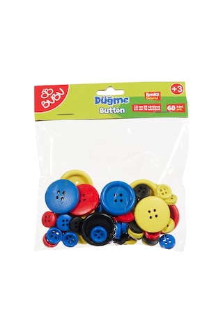 Bu-bu Düğme 1,2cm 50 Adet - 2,5cm 10 Adet 60'li Renkli Genel