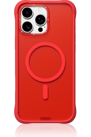 İphone 16 Pro Max Uyumlu Kılıf M-safe Şarj Özellikli Youngkit Macaroon Serisi Kapak Kırmızı Kırmızı