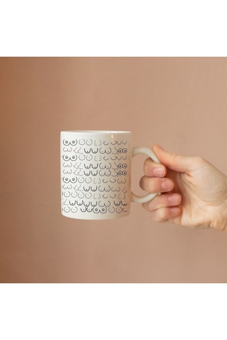 Meme Nipple Baskılı Kupa Bardak - Sevgiliye Arkadaşa Hediye 3656 Beyaz