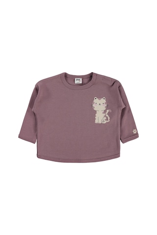 Civil Baby Oturan Kedi Baskılı 6-18 Ay Sweatshirt - Kahverengi