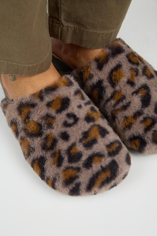 Manijero Leda Kadın Peluş Düz Vizon Leopar Terlik