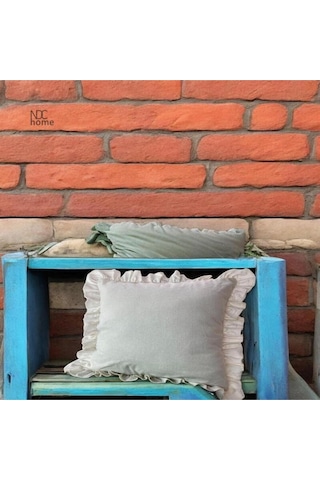 Dnc Home Tekstil Ndchome Ham Keten Krem Fırfırlı Kırlent Kırlent Kılıfı 43 X 43