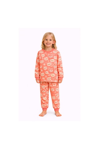 Ayı Ve Tilki Desenli Kız Çocuk Pijama Takımı Beyaz