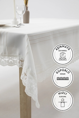 Defne Leke Tutmaz Masa Örtüsü 160x220 - Krem Krem