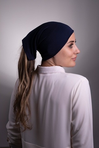 Lacivert Pratik Hazır Geçmeli Iç Bone Viskon Kumaş Dikişsiz Boru Lacivert