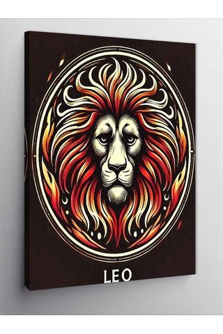 Kanvas Tablo Aslan Ve "leo" Burcu Simgesi 50cmx70cm