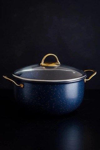 Yunusoğlu Home 30 Cm Derin Granit Tencere 7.5 Litre, Gold Metal