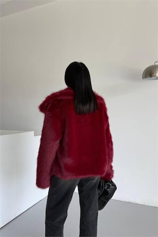 Neşeli Butik Kadın İçi Astarlı İthal Kürk Kaban Nbg111 Bordo