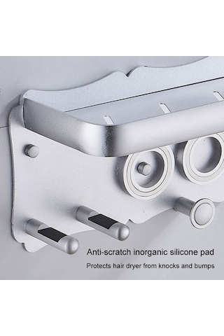 Tongxida Altın Saç Rafı, Monte Makinesi Tutucu, Kurutma Tutucu, Gümüş Renk, Duvara Deliksiz Montaj, Küçük Evler İçin Çok Kulla Diğer