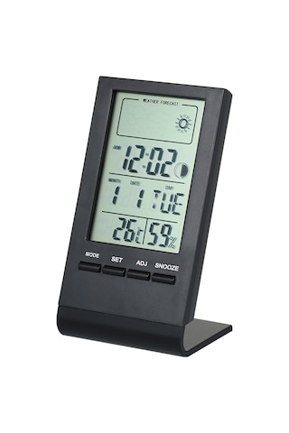 Kangvka Cx-220 Siyah Mini İç Mekan Termometre - Nem Ölçer, Lcd Ekran, Zaman/tarih Gösterimi, Hava Tahmini, / Desteği Pil Dahil Değil