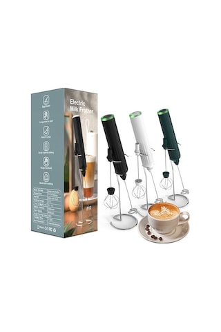 Fastbuy Mini Süt Köpürtücü, El Tipi Elektrikli Çırpıcı, Sıcak Soğuk Karıştırıcı, Otomatik Fırçalı Frother Beyaz Beyaz