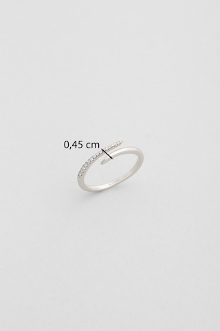 Liora 18 Ayar Beyaz Altın Kaplama Ayarlanabilir Gümüş Yüzük Beyaz