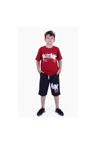 Fyk Kids Dg-nuk Yazı Baskılı Erkek Çocuk Yazlık Takım Kırmızı