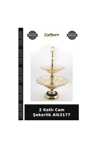 Özel Üretim İkramlık Sunum Dekoratif Çeyiz Mutfak 2 Katlı Cam Şekerlik Alk3177 Diğer