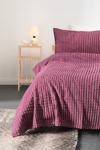 Nerahome Merinos Modern Line 3 Parça Battaniye Seti Bordo