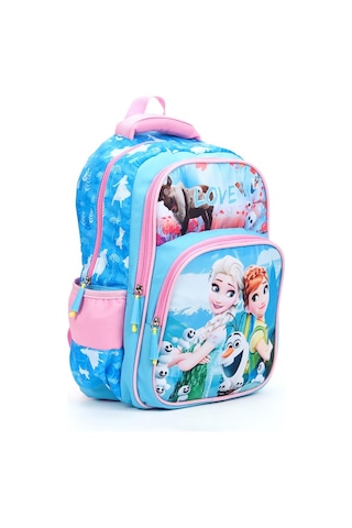 Mavi Love Elsa Anna Okul Çantası + Beslenme + Kalemlik + Suluk Frozen Sırt Çantası Atcık Çanta