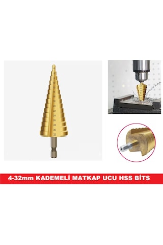 Kademeli Matkap Ucu 4-32mm Bits Saplı Hss -Kozalak Uç