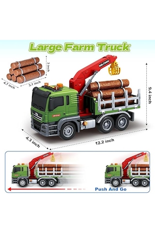 1:12 Sürtmeli Sesli Işıklı Fonksiyonel Oyuncak Kütük Taşıyıcı Kamyon
