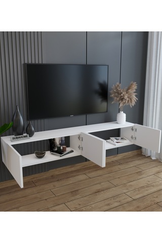 Duvara Monte Modern Minimalist Beyaz Tv Ünitesi Mdf 160 Cm