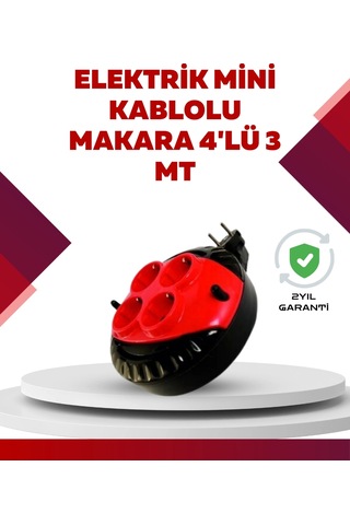 Zenvia Kırmızı Renk 3 Metre 4 Lü Kablolu Priz Makarası Znv2026 Belirtilmemiş