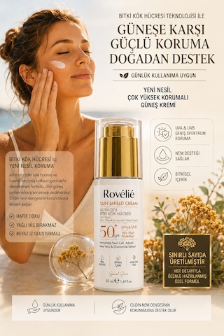 Yeni Nesil Altın Otu Bitki Kök Hücresi Sun Shield Cream Spf 50+ Güneş Kremi 50 Ml