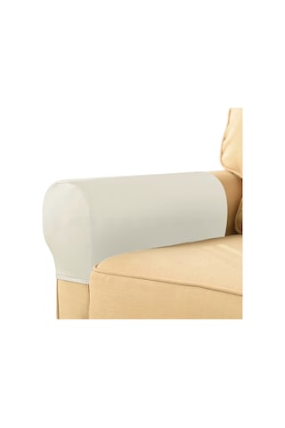 Teltree Beyaz İki Adet Kolluk Koruması - Universal Uyumlu, Su Geçirmez Pu Deri, Koltuk Kolları Koruyucu Örtü