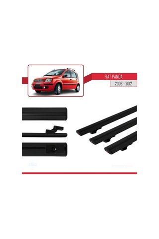 Fiat Panda 2003-2012 Arası İle Uyumlu Basic Model Ara Atkı Tavan Barı Siyah 3 Adet