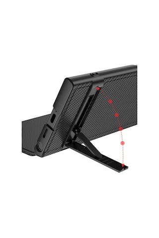 Galaxy Uyumlu S24 Ultra Kılıf Kamera Korumalı Karbon Tasarım Droga Standlı Kartlıklı Kapaklı Kılıf-siy